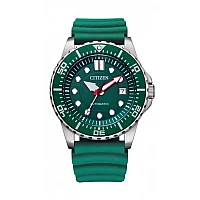 Citizen Mechanical Sports Green Dial Rubber Strap Automatic Mens Watch NJ012910X