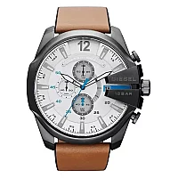 Diesel Mega Chief DZ4280 Mens Watch 51mm White Dial Leather