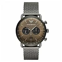 Emporio Armani Aviator AR11141 Mens Watch 43mm Brown Dial Stainless Steel