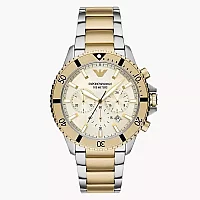 Emporio Armani World Explorer AR11606 Mens Watch 43mm White Dial Stainless Steel