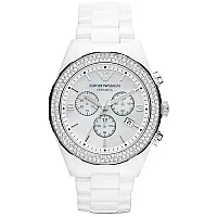 Emporio Armani Ceramica AR1456 Womens Watch 43mm White Dial Ceramic