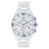 Emporio Armani Ceramica AR1424 Mens Watch 43mm White Dial Ceramic