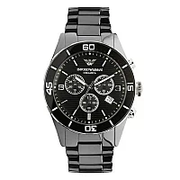 Emporio Armani Ceramica AR1421 Mens Watch 43mm Black Dial Ceramic