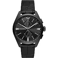 Emporio Armani Claudio AR11483 Mens Watch 43mm Black Dial Leather