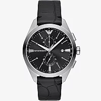 Emporio Armani Claudio AR11542 Mens Watch 43mm Black Dial Leather