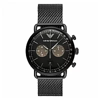 Emporio Armani Aviator AR11142 Mens Watch 43mm Black Dial Stainless Steel