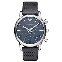 Emporio Armani Luigi AR1736 Mens Watch 41mm Blue Dial Leather