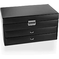 Mele and Co Black Bonded Leather Jewellery Box