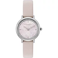 Olivia Burton 24000270 Honeycomb Ultra Slim Pink Leather Strap Watch