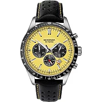 Sekonda 1395 Velocity Chronograph Black Leather Strap Watch