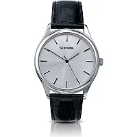 Sekonda 3099 Stainless Steel Black Leather Strap Watch