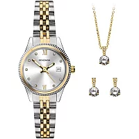 Sekonda 2674G Two Tone Watch Necklace And Stud Earrings Gift Set