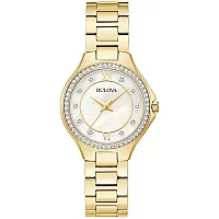 Bulova Crystal 98L295 Gold Tone Bracelet Watch