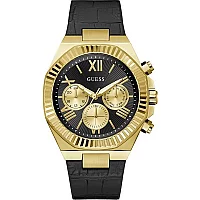 GUESS GW0791G3 Equity Gold Tone Black Silicone Strap Watch