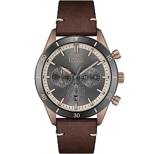 BOSS Santiago 1513861 Mens Watch 44mm Grey Dial Leather