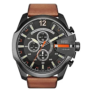 Diesel Mega Chief DZ4343 Mens Watch 51mm Black Dial Leather