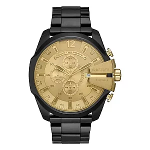 Diesel Mega Chief DZ4485 Mens Watch 51mm Gold Dial Stainless Steel