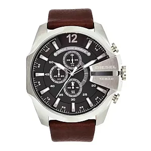 Diesel Mega Chief DZ4290 Mens Watch 51mm Grey Dial Leather