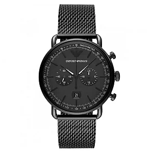 Emporio Armani Aviator AR11264 Mens Watch 43mm Black Dial Stainless Steel