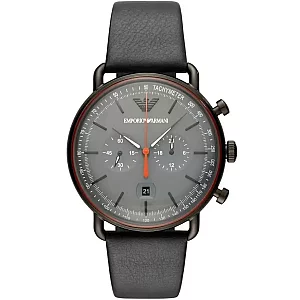 Emporio Armani Aviator AR11168 Mens Watch 43mm Grey Dial Leather