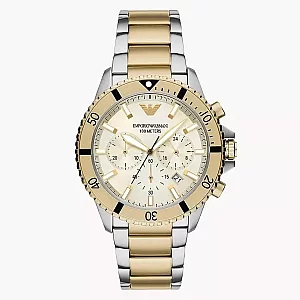 Emporio Armani World Explorer AR11606 Mens Watch 43mm White Dial Stainless Steel