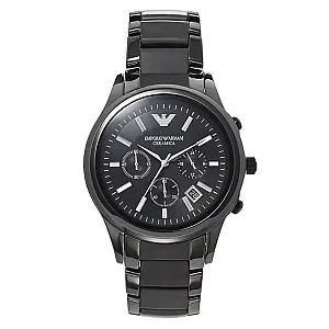 Emporio Armani Ceramica AR1452 Mens Watch 43mm Black Dial Ceramic