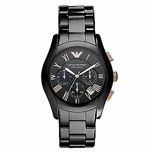 Emporio Armani Ceramica AR1410 Mens Watch 42mm Black Dial Ceramic