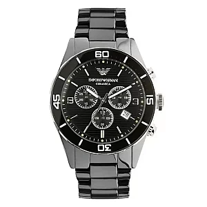 Emporio Armani Ceramica AR1421 Mens Watch 43mm Black Dial Ceramic