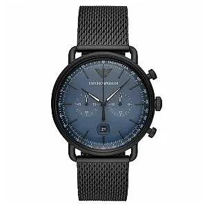 Emporio Armani Aviator AR11201 Mens Watch 43mm Navy Dial Stainless Steel