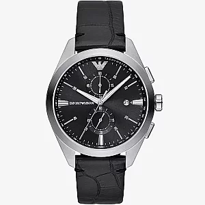 Emporio Armani Claudio AR11542 Mens Watch 43mm Black Dial Leather