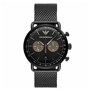 Emporio Armani Aviator AR11142 Mens Watch 43mm Black Dial Stainless Steel