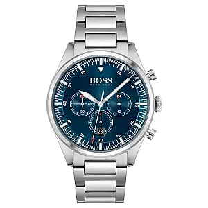Hugo Boss Pioneer 1513867 Mens Watch 44mm Blue Dial Stainless Steel