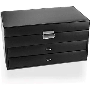 Mele and Co Black Bonded Leather Jewellery Box