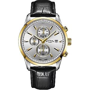 Rotary GS0008606 Chronograph Black Leather Strap Watch