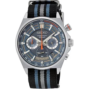 Seiko SSB409P1 Stainless Steel Nato Striped Nylon Strap Watch