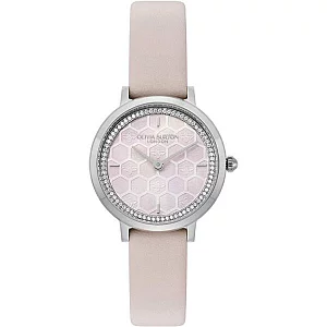 Olivia Burton 24000270 Honeycomb Ultra Slim Pink Leather Strap Watch