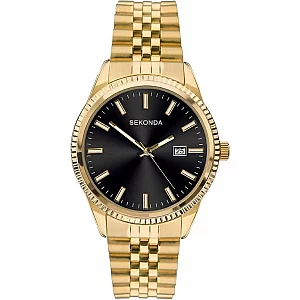 Sekonda 1642 Gold Plated Black Dial Bracelet Watch