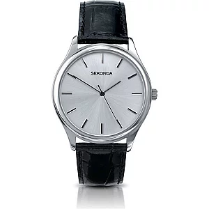 Sekonda 3099 Stainless Steel Black Leather Strap Watch