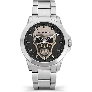 Police Flick Stainless Steel Skull Dial Bracelet Watch