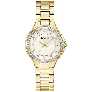 Bulova Crystal 98L295 Gold Tone Bracelet Watch