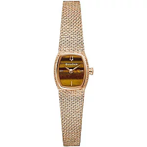 Bulova 97L185 Goddess Of Time Tigers Eye Mesh Bracelet Watch