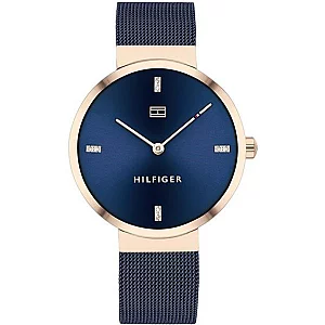 Tommy Hilfiger 1782219 Gold Plated Blue Mesh Bracelet Watch