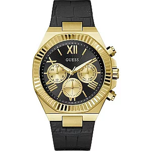 GUESS GW0791G3 Equity Gold Tone Black Silicone Strap Watch